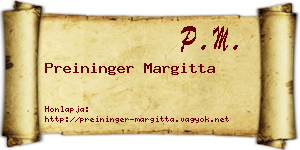 Preininger Margitta névjegykártya